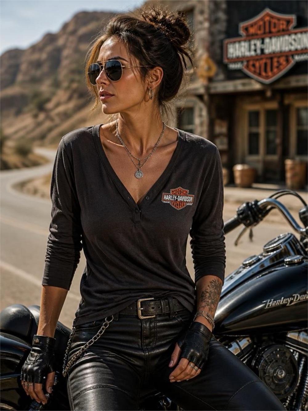 Harley-Davidson Viking Land Brainerd MN Long Sleeve Henley Shirt